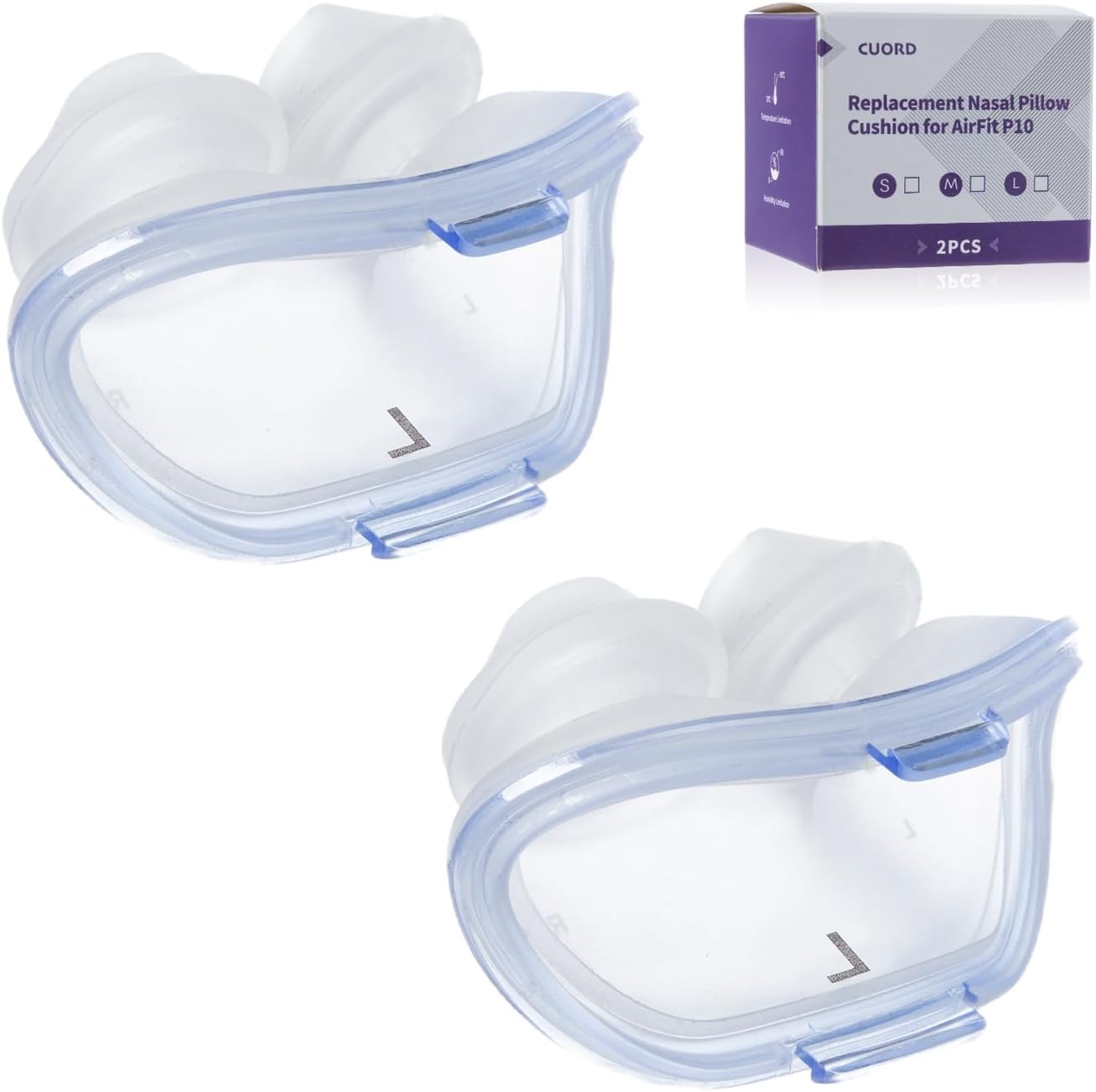 Replacement Nasal Pillow Cushion for ResMed AirFit P10, Compatible with Original Airfit P10 Frame, Reliable Seal & Soft Replacement Silicone CPAP Mask Cushion, 2-Pack, Large