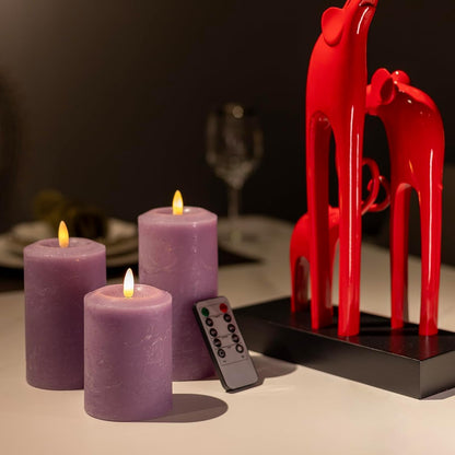 ANGELLOONG Flickering Flameless Candles, Realistic Battery Operated Candles with Remote and Timer, Set of 3 LED Candles for Fall Room Home Wedding Decor Centerpieces Table Party Christmas Decorations