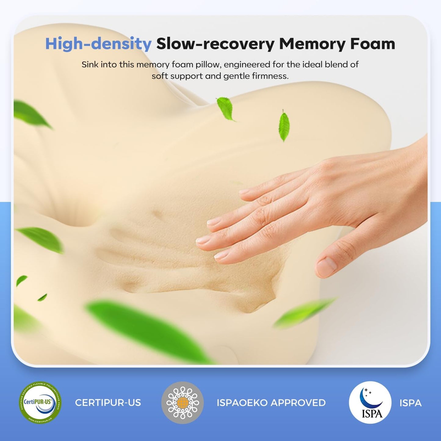 Cervical Neck Pillow, Ergonomic Memory Foam Pillow for Neck Pain Relief with Dual-Height Design, Breathable Cover, Neck Support for Side Back & Stomach Sleepers, Odorless White 1 pcs