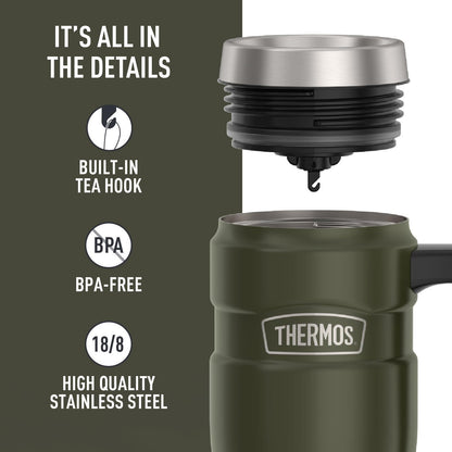 THERMOS Stainless King Vacuum-Insulated Travel Tumbler, 16 Ounce, Matte Steel