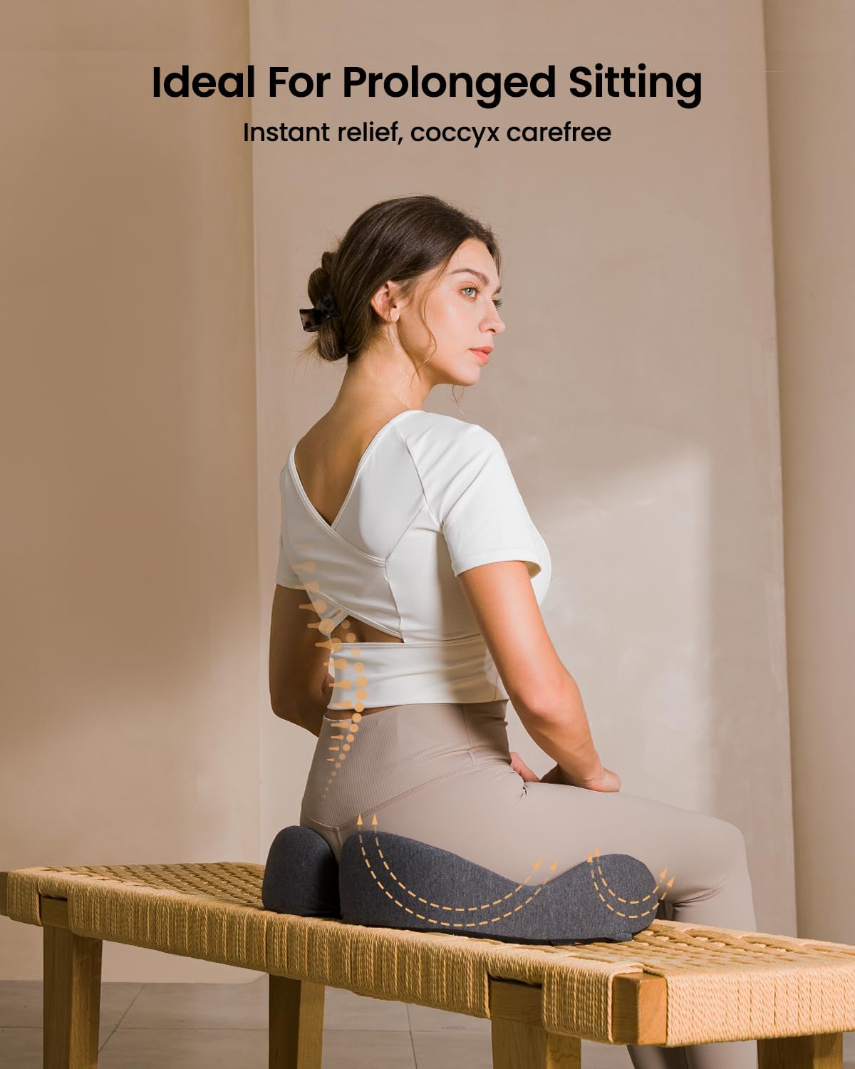 ProtoArc Seat Cushion, Office Chair Cushion for Sciatica, Coccyx Cushion, Ergonomic Memory Foam Seat Cushion for Car, Home, Pressure Relief Pad for Hip, Tailbone, All Day Comfort - Black