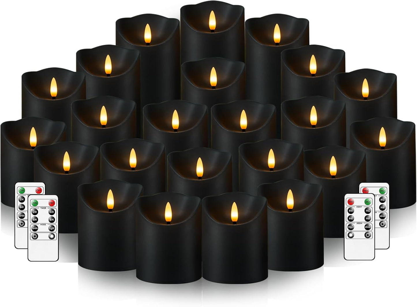 Nimiko Flameless Candles with Remote, Battery Operated Flickering Flameless Candles, LED Candles with Timer 2/4/6/8H, with Realistic LED Candles Set of 9 (D3 x H 3" 4" 5" 6" 7") (Ivory)