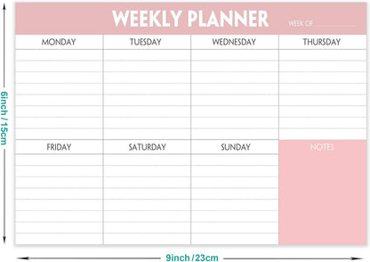 Weekly Planner Notepad - Tear Off Planning Pad with Daily Schedule & Calendar, 52 Sheets, 100gsm Paper, Undated Weekly To Do List Notepad, 10x7 in