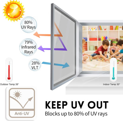 KESPEN Total Blackout Window Film Privacy Static Cling 100% Light Blocking Room Darkening Window Cover Heat Control Anti-UV Glass Sticker Window Tint for Home with Grid Line, 17.5 Inch X 6.5 Feet