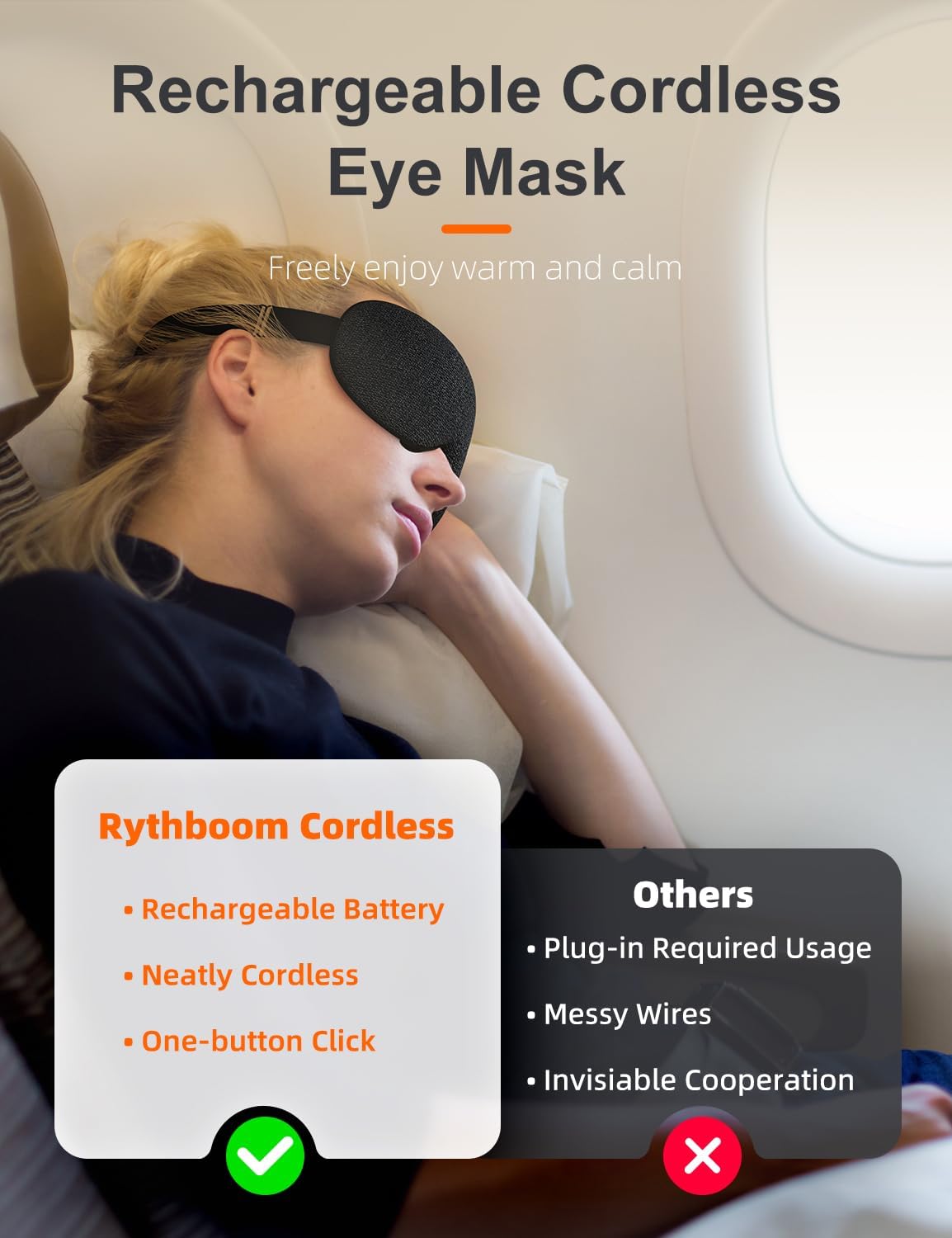 Silk Cordless Heated Eye Mask, Compress Heating Pad for Dry Eye Stye Eye Strain, Electric Warm Eye Mask for Airplane Sleeping, Blackout Eye Mask for Travel, Idea for Women/Men (Silk-Grey)