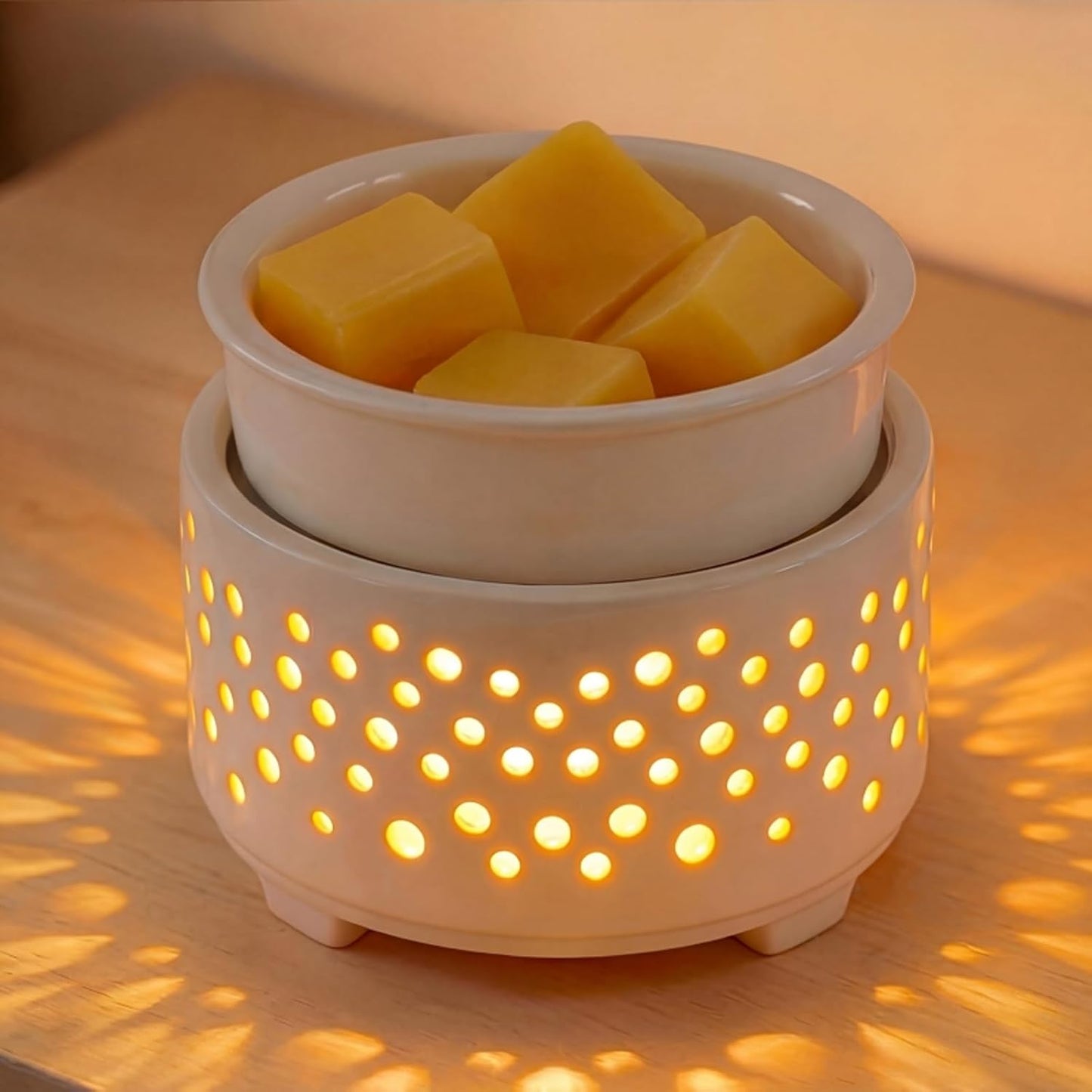 EQUSUPRO Wax Melt Warmer for Scented Wax Melts 3-in-1 Electric Ceramic Candle Wax Warmer Burner Fragrance Wax Melter for Home Office Bedroom Gift & Decor (Leaf)