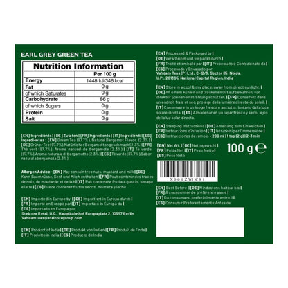 VAHDAM Earl Grey Citrus Green Tea Loose Leaf (3.5oz|50+ Cups) Bergamot Oil