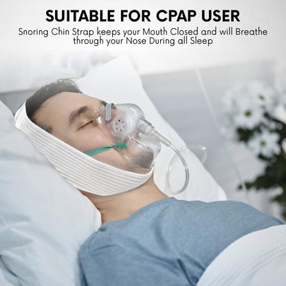 Bistras Super Deluxe White Chin Strap for Cpap Users - Anti Dry Mouth- Anti Snore Chin Strap Great Sleeping Solution for Men and Women to Keep Mouth Closed While Sleeping (1 pk)