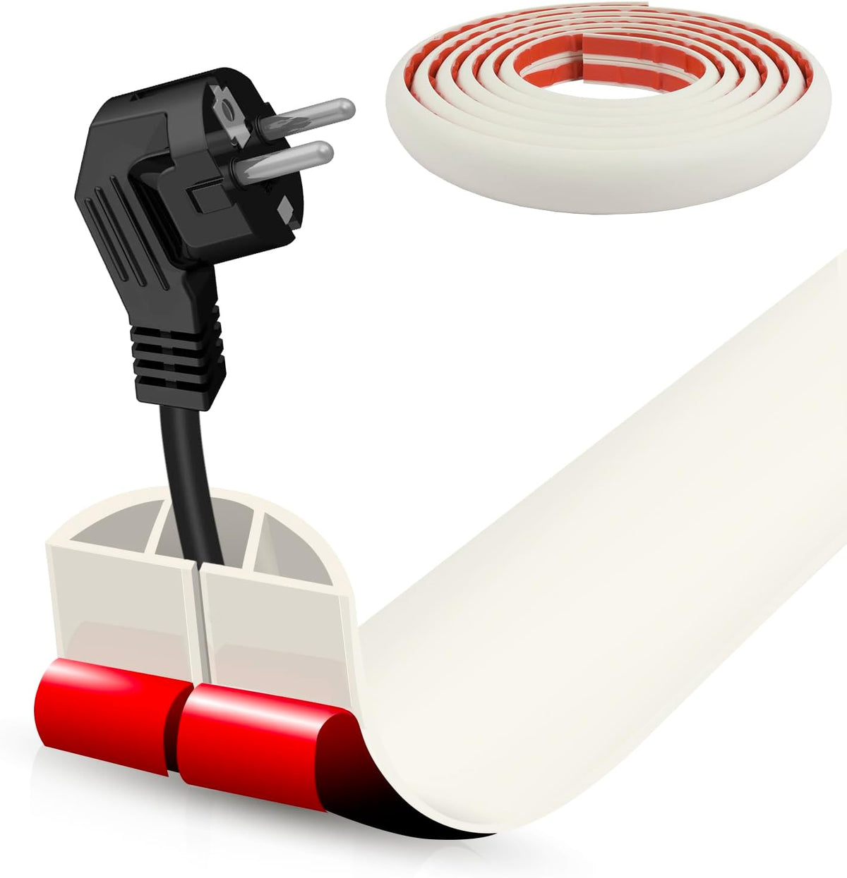 Floor Cord Cover Self Adhesive Cord Hider,10FT Cable Management, Extension Strip Protector for Wires, Prevent Cable Trips for Offices, Gyms, Exhibitions Cavity 0.39"(W) x 0.27"(H) BrownWood