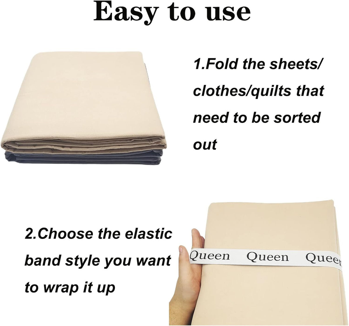 Bed Sheet Organizer Bands, Sheet Organizers and Storage Label Bands, Sheet Label for Bedding, Sheets Organizer for Closet,Sheet Keepers Linen Labels Bedding Bands (Queen)