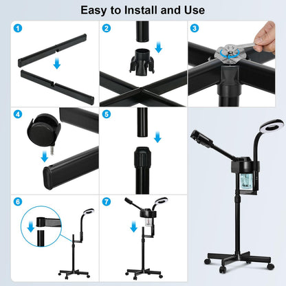 Professional Facial Steamer, Face Steamer with Hot Mist, Esthetician Facial Steamer Salon Spa Beauty Skin Care Equipment