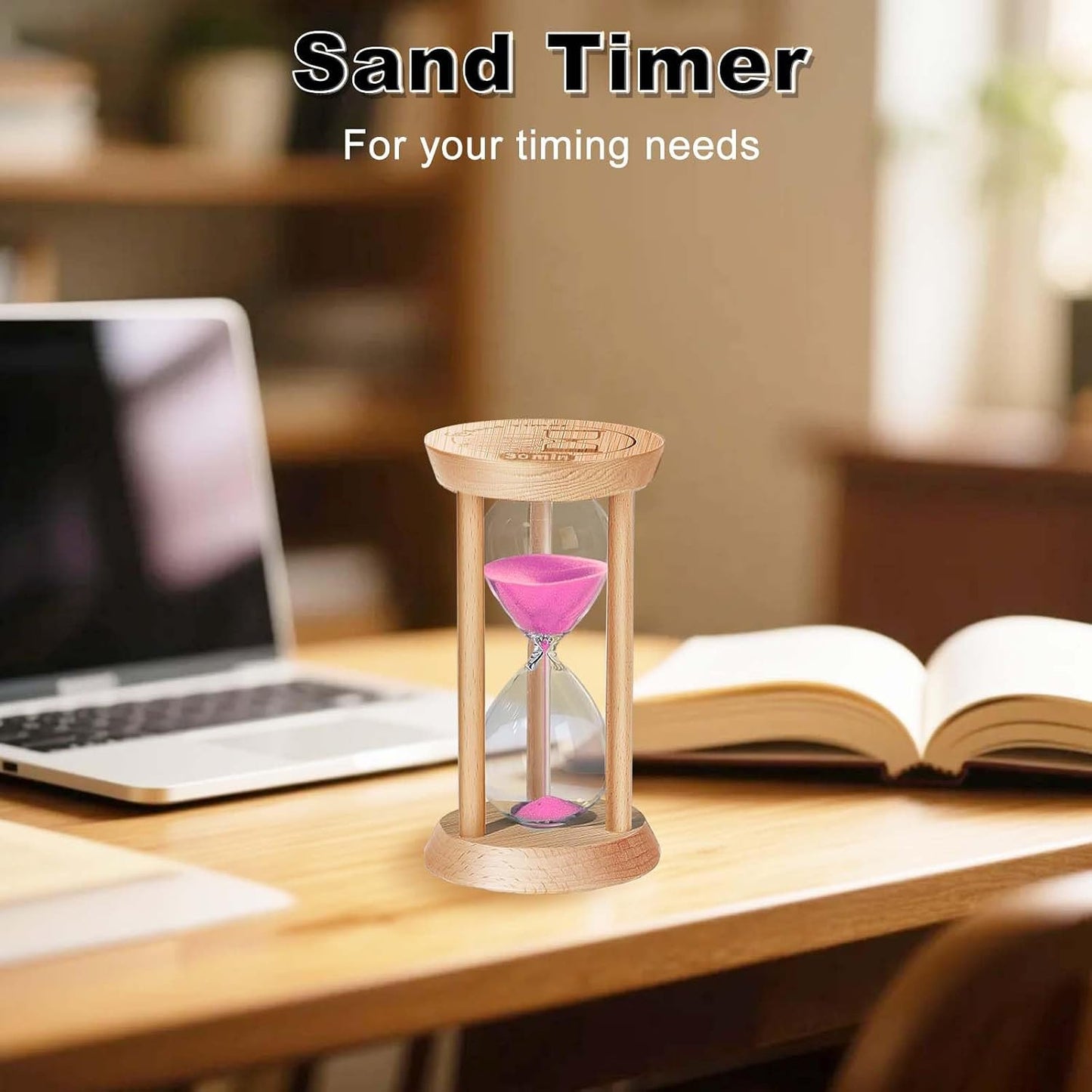 2 Minute Wooden Sand Timer,2 Min Hourglass, Small Sand Watch, Reloj De Arena, Hour Glass Sandglass for Home, Office, Decorative, Game, Classroom