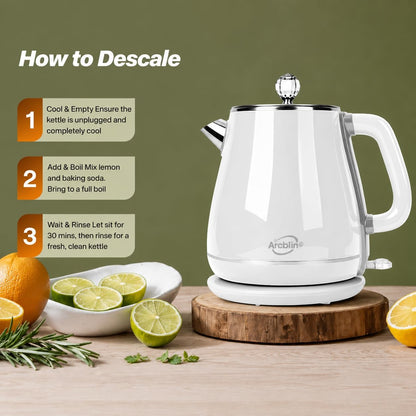 1.8L Electric Kettle, Tea Kettle with Fast Boil 1350W, Pearl White