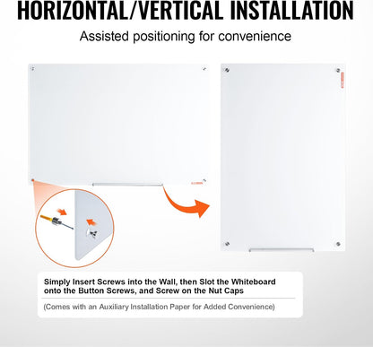 VEVOR Dry Erase Calendar for Wall, 36 x 24 Inches Whiteboard Calendar, Monthly Planner Magnetic Dry Erase Board, 1 Magnetic Erase & 2 Dry Erase Marker & Movable Tray for Restaurant Office Home School