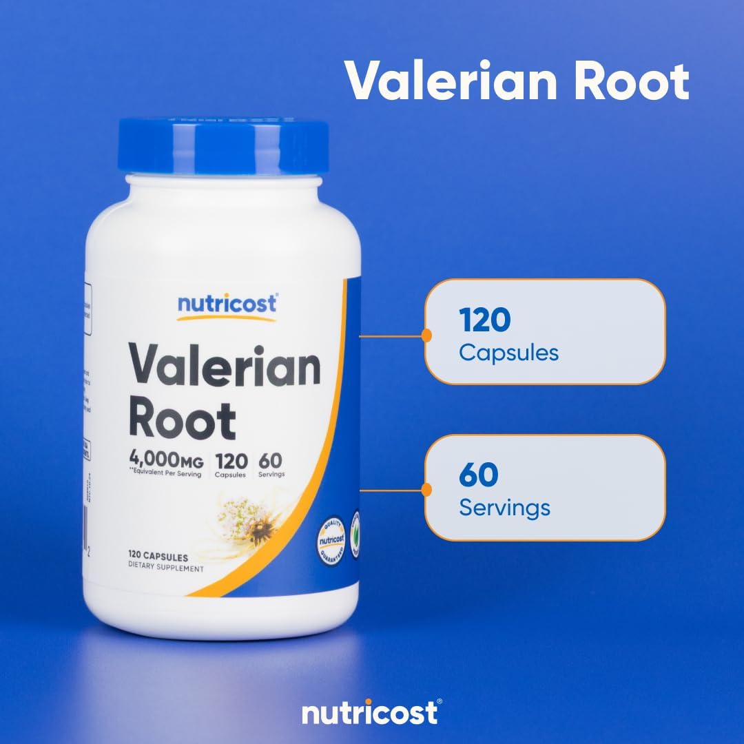 Nutricost Valerian Root Extract 120 Capsules for 60 Servings Per Bottle