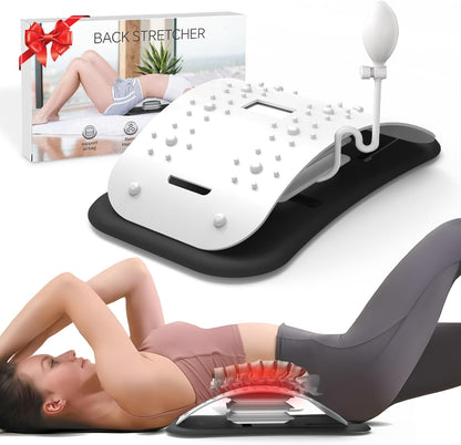 ZhanHao Back Stretcher for Lower Back Pain Relief,Adjustable Lumbar Traction Device, Ergonomic Spine Board with Acupressure Points,Back Massager for Spinal Decompression and Scoliosis