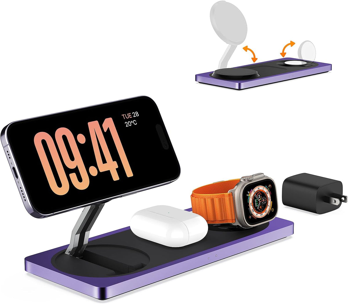 PETINO 3 in 1 Wireless Charging Station for Apple Devices with MagSafe