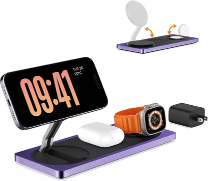 PETINO 3 in 1 Wireless Charging Station for Apple Devices with MagSafe