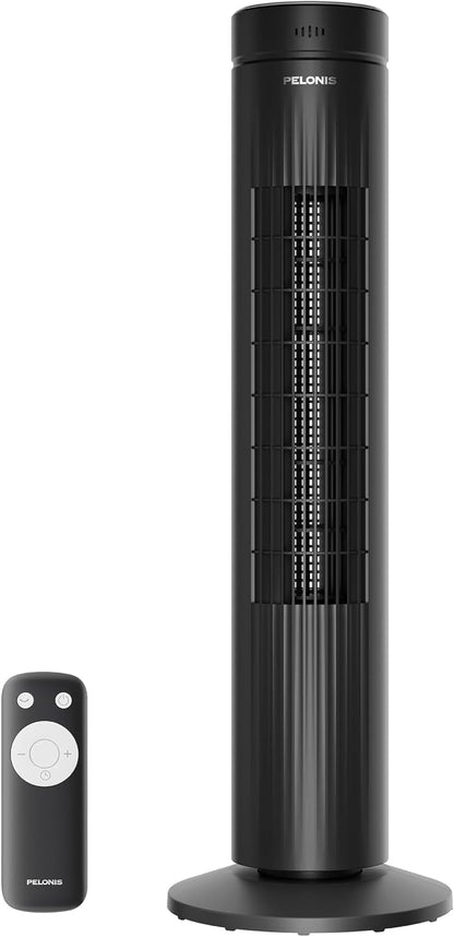 PELONIS 30 Inch Tower Fan for Bedroom, Quiet Oscillating Standing Fan with 3 Speeds, Portable Cooling Fan for Home Office Dorm Room, Auto-off Timer, Black, PFT28A2BBB