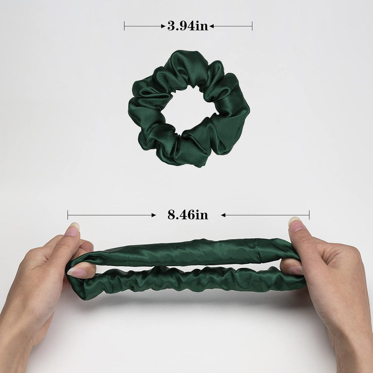 Silk Scrunchies for Hair 100% Mulberry Silk Hair Ties 3 Pack(Black, Navy Blue, Emerald)