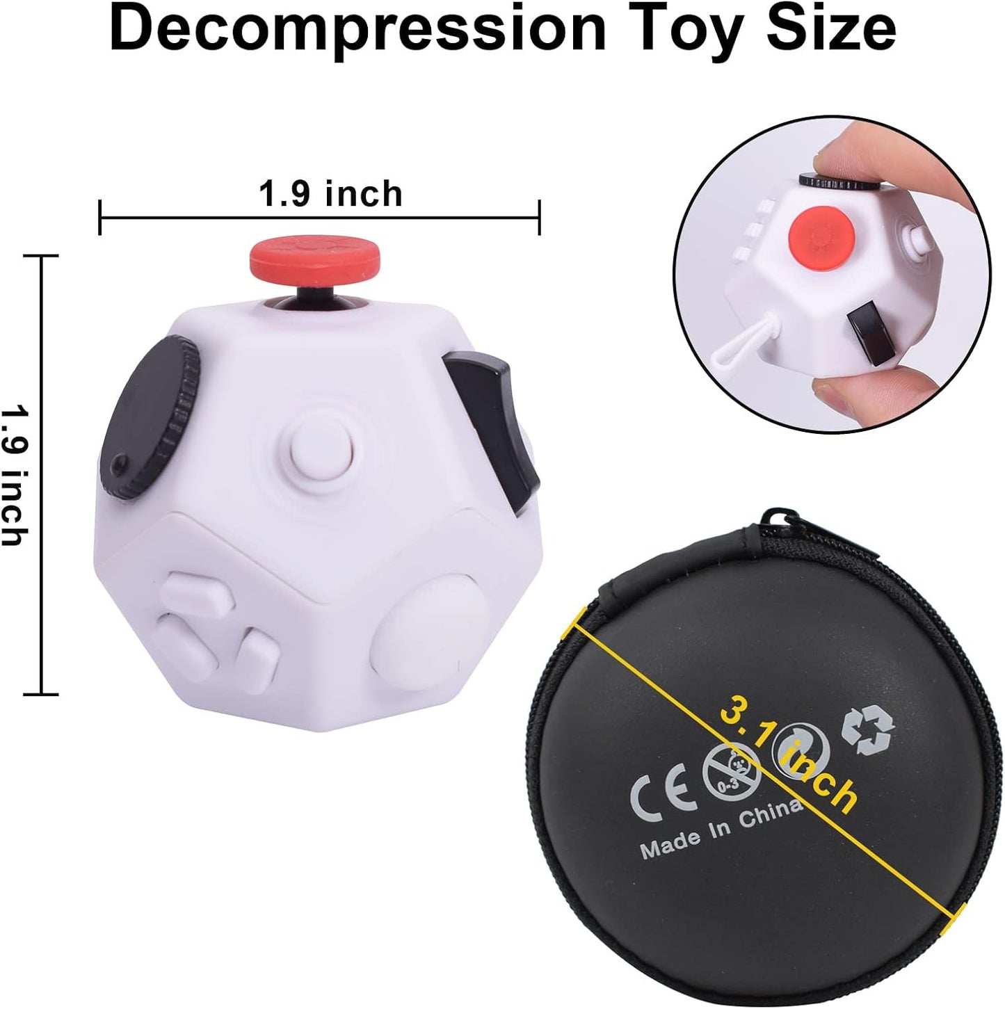 UOOEFUN Small Fidget Toys,12 Sided Fidget Toys,Mini Cube Toys Relief Stress,Autism and Anxiety Depression Anti for Kids Adults Improve Focus (Grey)