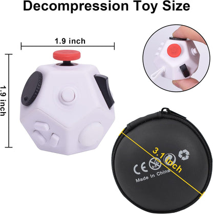 UOOEFUN Small Fidget Toys,12 Sided Fidget Toys,Mini Cube Toys Relief Stress,Autism and Anxiety Depression Anti for Kids Adults Improve Focus (Grey)