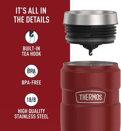 THERMOS Stainless King Vacuum-Insulated Travel Tumbler, 16 Ounce, Matte Steel