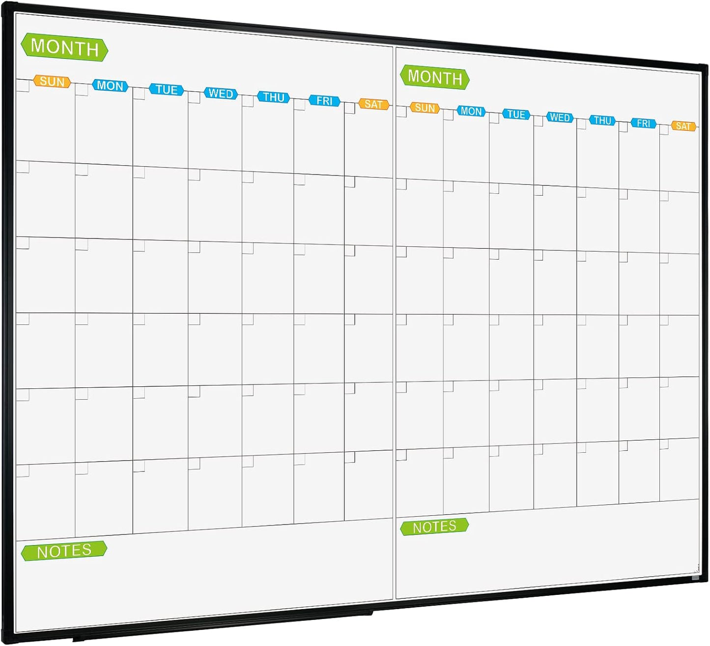 JILoffice Magnetic Dry Erase Calendar Whiteboard, 4 Month White Board Planner 36 X 24 Inch, Black Aluminum Frame Wall Mounted Board for Office Home and School