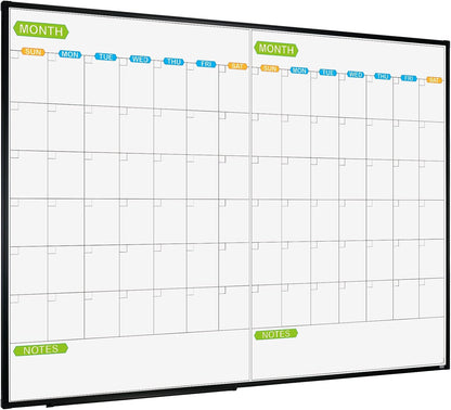 JILoffice Magnetic Dry Erase Calendar Whiteboard, 4 Month White Board Planner 36 X 24 Inch, Black Aluminum Frame Wall Mounted Board for Office Home and School