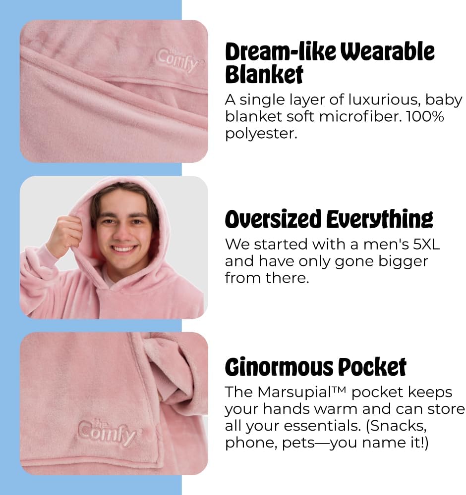 THE COMFY Dream | From Shark Tank | Patented | No Sherpa | Light Wearable Blanket Hoodie | Gift for Women & Men | One Size
