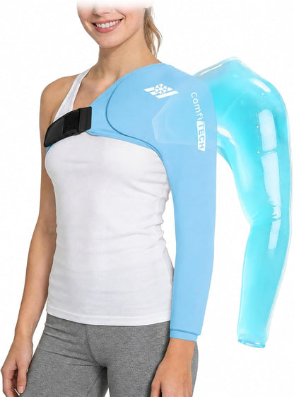ComfiTECH Shoulder Arm Ice Pack Wrap for Pitchers & Volleyball Players, Reusable Ice Pack for Shoulder & Elbow & Arm Cooling, Adjustable Ice Arm Sleeve for Post-Training Recovery & Muscle Comfort, S