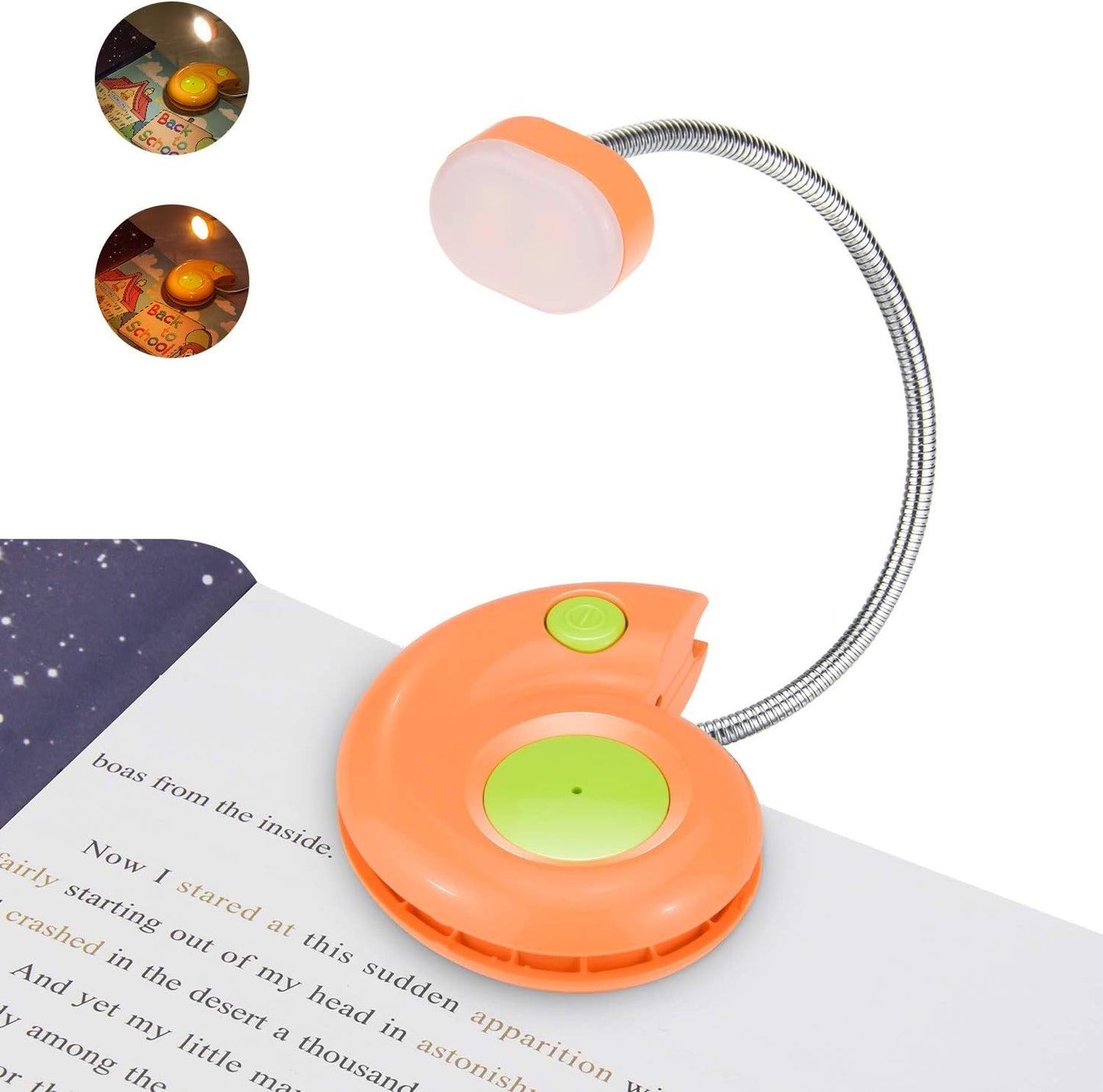 LUXSWAY Rechargeable Reading Book Light for Kids,LED Reading Lights for Books in Bed,Amber Book Light with Magnetic,Flexible Gooseneck,Cute Bookmark Lights for Bookworms-Orange