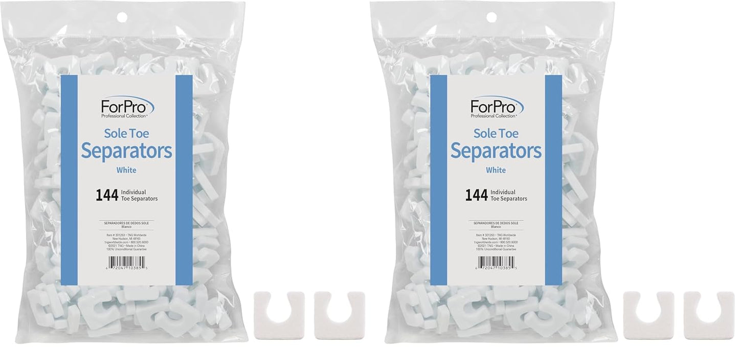 ForPro Sole Toe Separators - Black Luxurious Foam Separators - Individual Toe Separators for Pedicures â€“ 144-Count