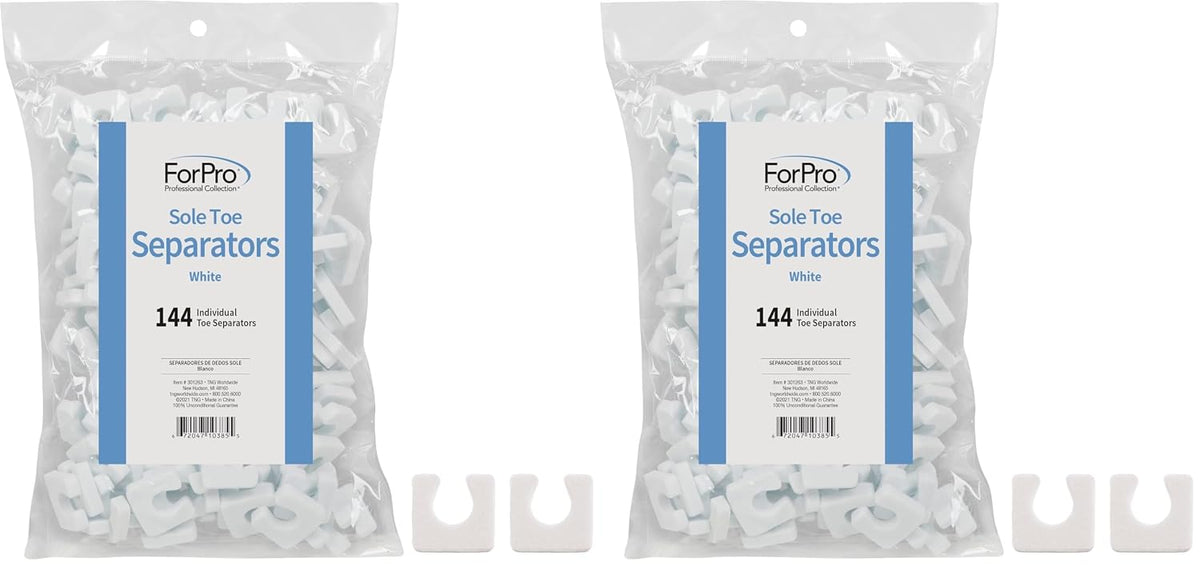 ForPro Sole Toe Separators - Black Luxurious Foam Separators - Individual Toe Separators for Pedicures â€“ 144-Count