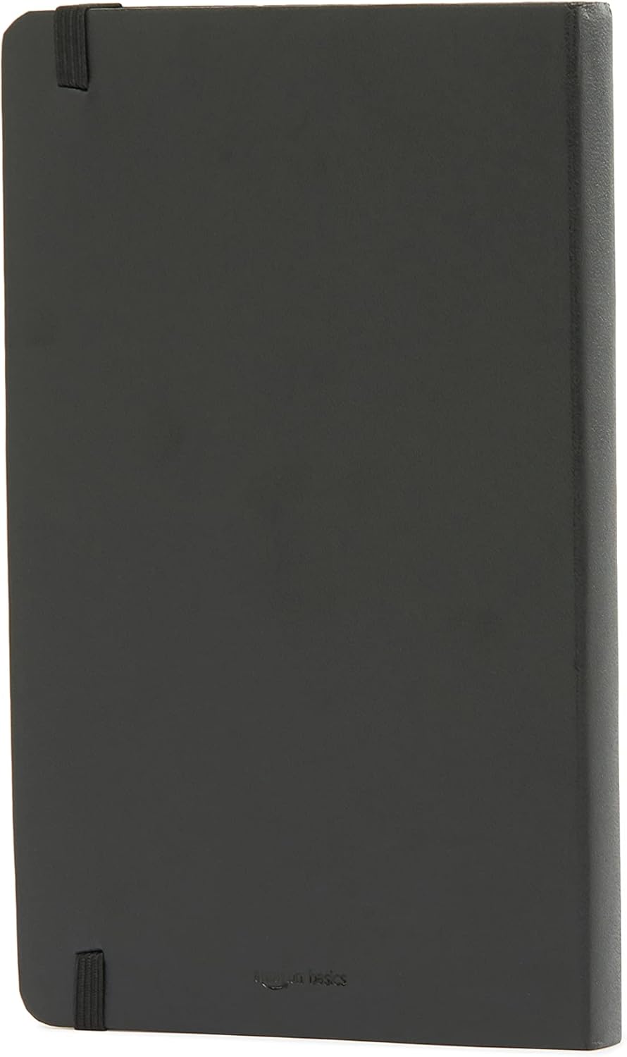 Amazon Basics Classic Lined Writing Notebook for Note Taking and Journaling, Hardcover with Elastic Closure, 240 Pages, 5" x 8.25", Black