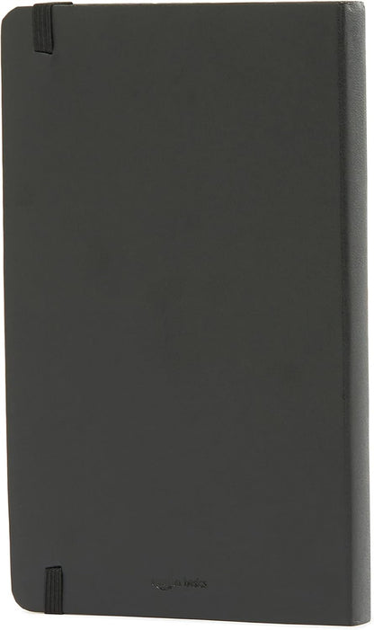 Amazon Basics Classic Lined Writing Notebook for Note Taking and Journaling, Hardcover with Elastic Closure, 240 Pages, 5" x 8.25", Black