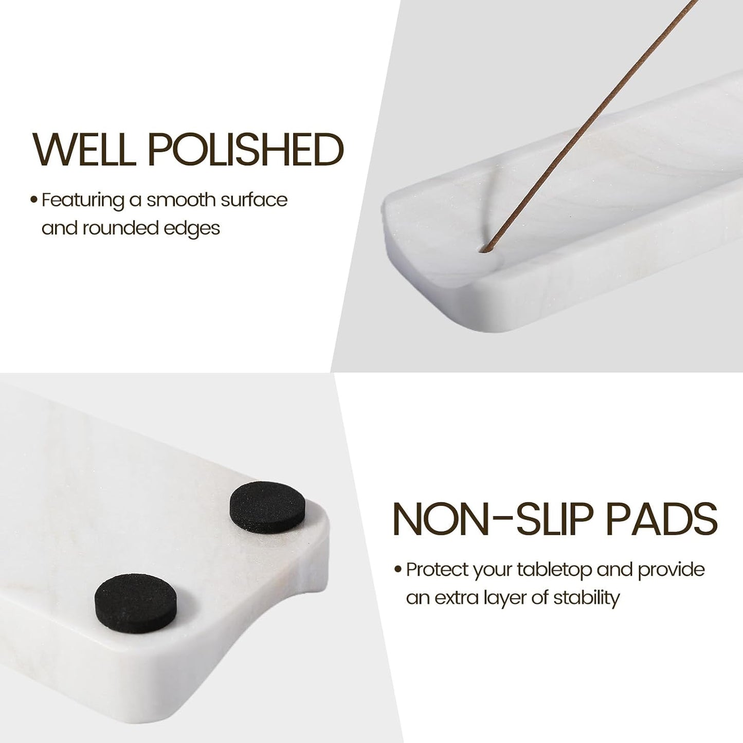 Koville Marble Incense Holder, Incense Holder for Sticks, Incense Sticks Holder Ash Catcher for Meditation Yoga SPA, Natural Stone Incense Burner, Home Table Decor (Grey)