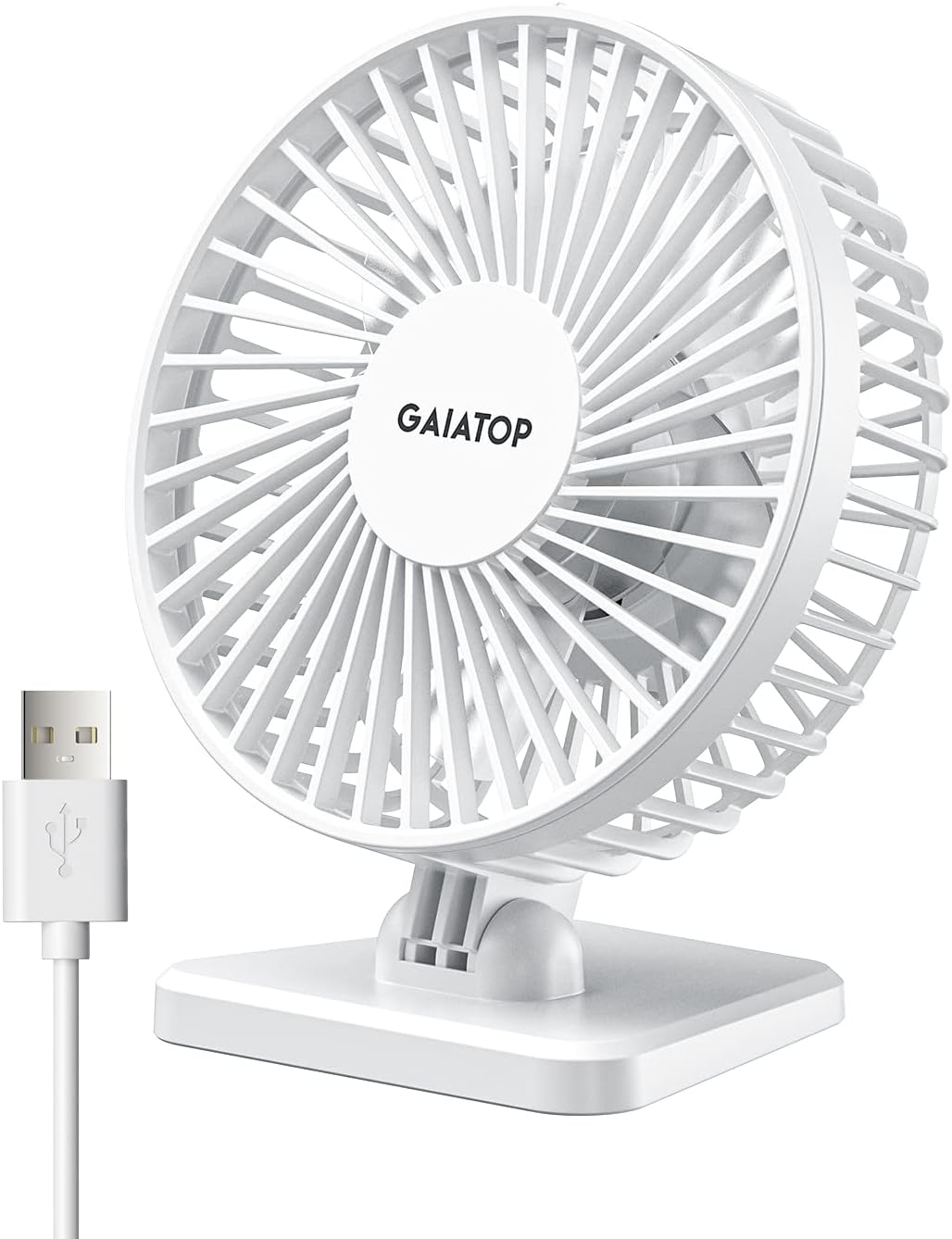 Gaiatop USB Desk Fan, Small But Powerful, Personal Portable Quiet 3 Speeds, Adjustable Mini Table Desktop fan for Cooling Home Office Car Summer Travel Gifts Blue
