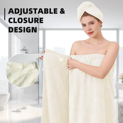 Towel Wrap for Women, Women'S Soft Wrap Towel Full Length，Bath Robe After Shower Female Plush Long，Spa Bathrobes Lightweight
