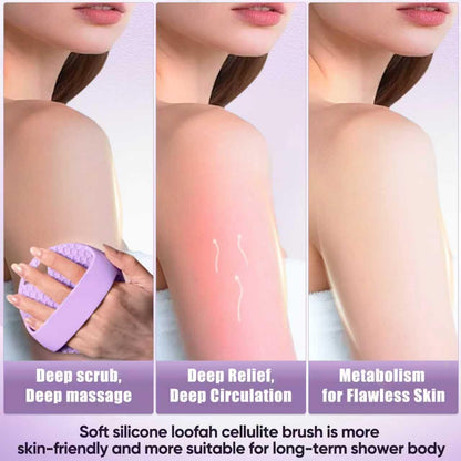 Silicone Body Scrubber -Anti Zinc Infused Exfoliating Body Scrubber | Anti Slip Silicone Loofah,Stiff & Soft Bristles for Cellulite Reduction,Blood Circulation - Black