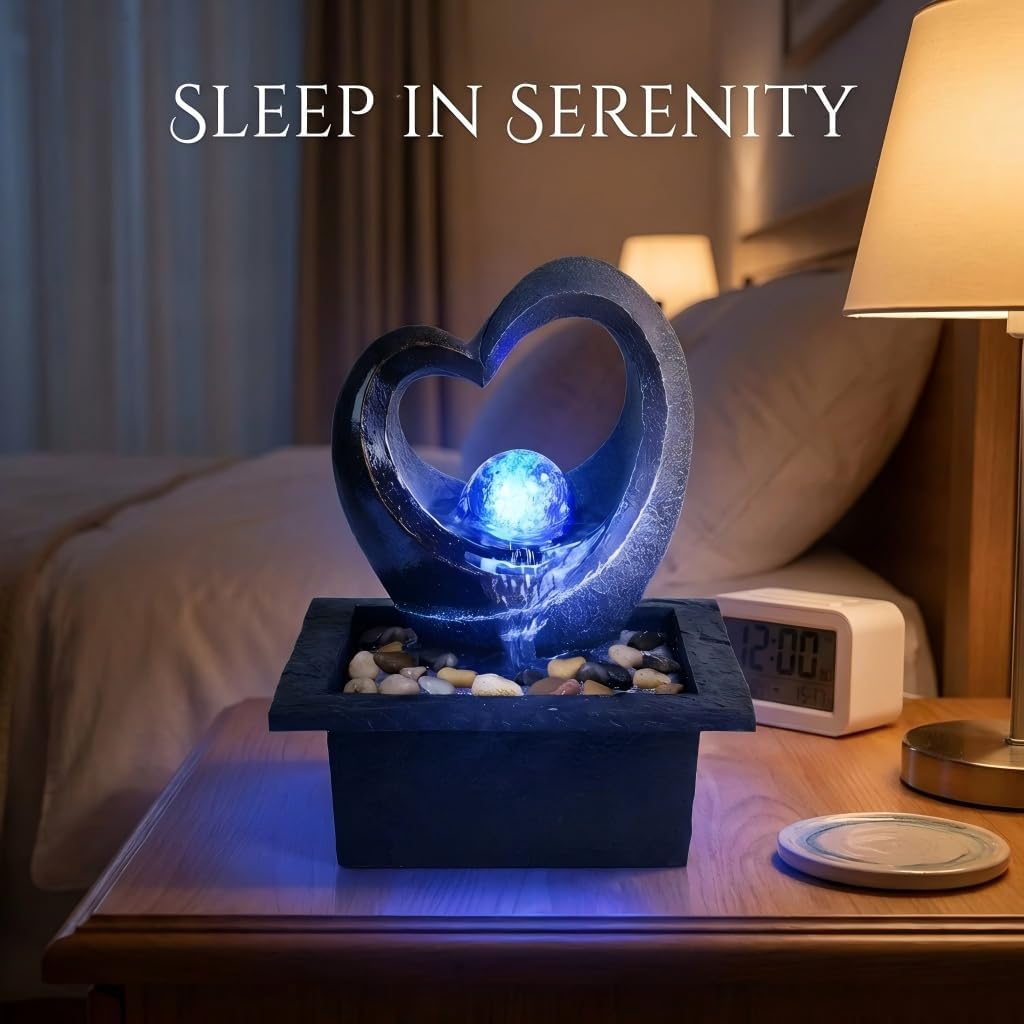 Ferrisland Tabletop LED Light Meditation Indoor Waterfall Fountain