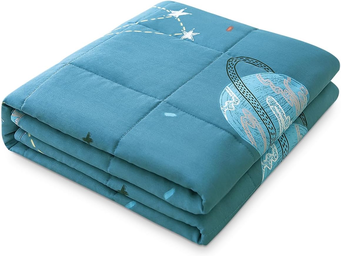 Sivio Weighted Lap Pad 2lbs, Cotton Weighted Blanket Sensory Weighted Lap Blanket Indoor Outdoor, 19 x 21 Inch, Blue Dinosaur