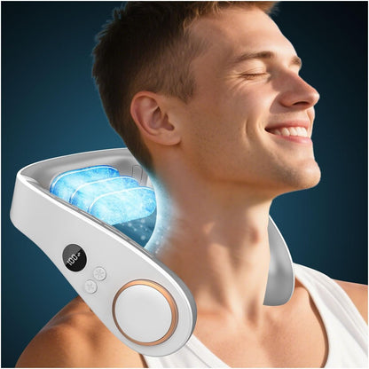 Neck Fans that Blow Cold Air Rechargeable,Portable Neck Fan Air Conditioner Battery Powered,Metal Cooling Plate Personal AC,Leafless Wear Round Hanging Neck Coolers for Hot Weather Flashes
