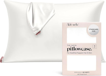 Kitsch Satin Pillowcase with Zipper for Hair & Skin - Softer Than Silk Pillow Cases, Smooth Cooling Satin Pillow Case, Wrinkle-Free, Machine Washable - Pillow Cases Standard Size (19x26) - Blush