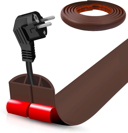Floor Cord Cover Self Adhesive Cord Hider,10FT Cable Management, Extension Strip Protector for Wires, Prevent Cable Trips for Offices, Gyms, Exhibitions Cavity 0.39"(W) x 0.27"(H) BrownWood