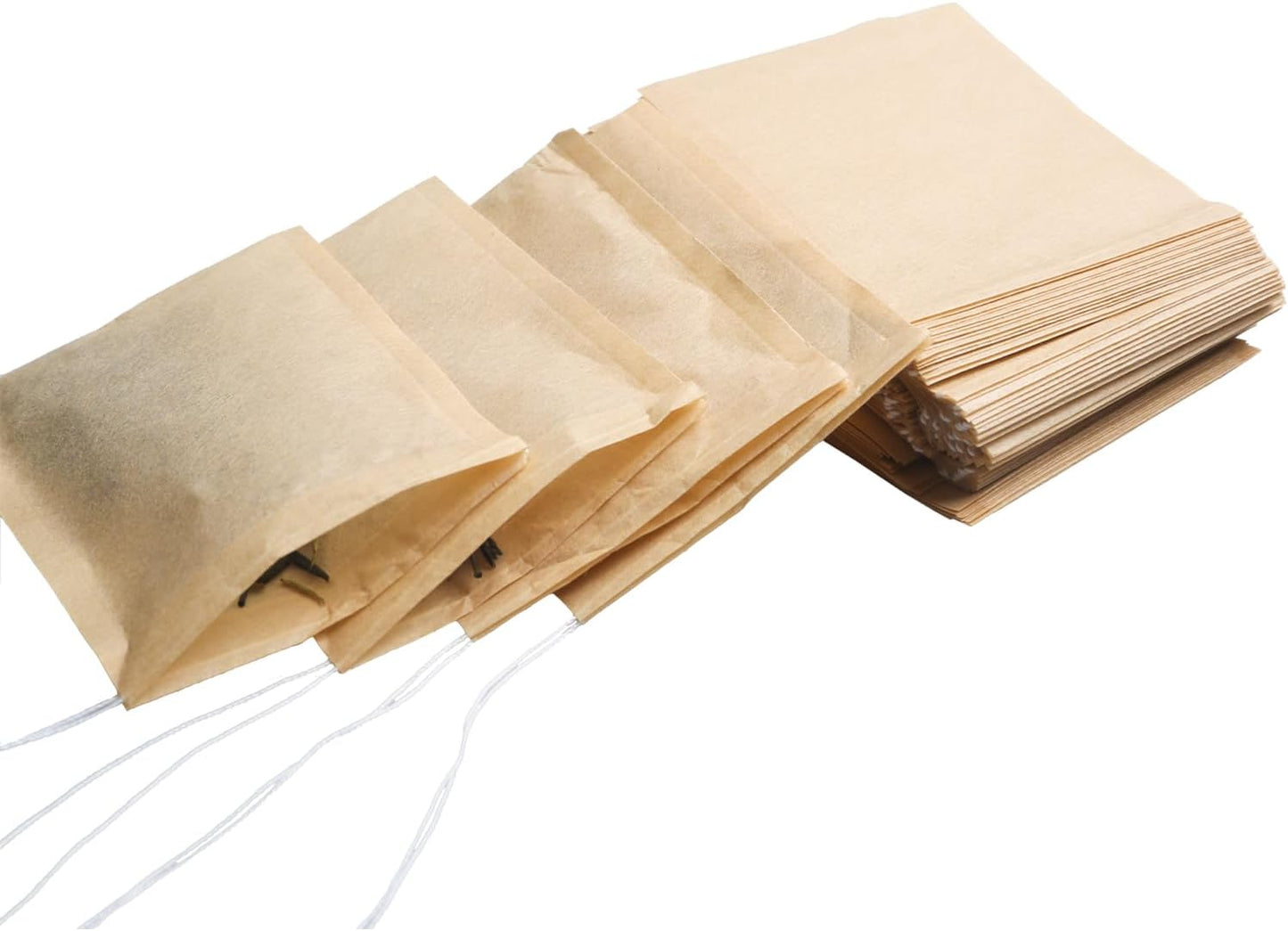 Eketirry 100pcs Tea Filter Bags for Loose Tea, Empty Tea Bags, Natural Wood Pulp Paper Material, Disposable Unbleached Tea Filter Bags with Drawstring for Loose Tea (White, 3.15 x3.94 inch)