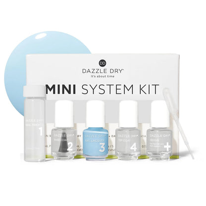 Dazzle Dry Mini Kit 4 Step System - Varsity Blues - A muted light denim. (5 Piece Kit / 5 Manicures)