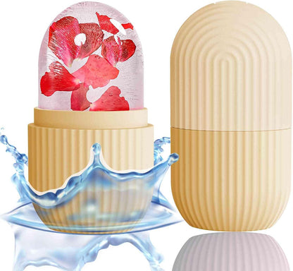 XHJRI Ice Cube Roller Massager for Face, Eyes and Neck Naturally Conditioning and Skin Care,De-Puff Eye Bags,Reduce Migraine Pain,Reusable Massage Silicone Ice Mold (Pink)