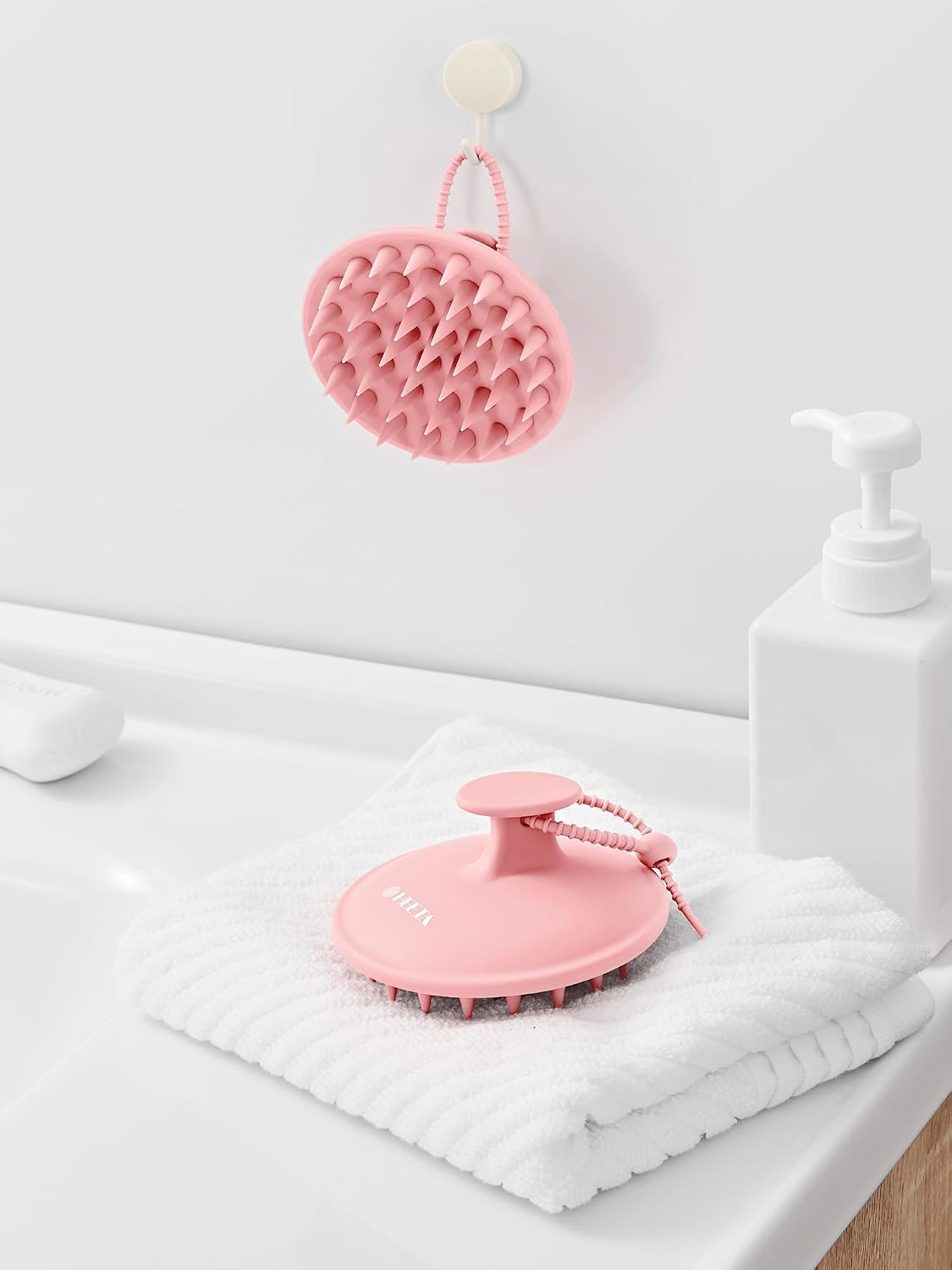 HEETA Scalp Massager Hair Growth, Scalp Scrubber with Soft Bristles, Integrated Silicone Design, Exfoliator for Dandruff Removal & Relaxation, Shampoo Brush Fit Wet Dry Hair Use, Black