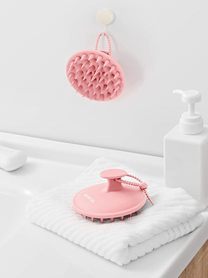HEETA Scalp Massager Hair Growth, Scalp Scrubber with Soft Bristles, Integrated Silicone Design, Exfoliator for Dandruff Removal & Relaxation, Shampoo Brush Fit Wet Dry Hair Use, Black